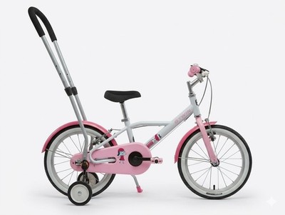 Kinderfahrrad BTWIN Docto 500 16 Zoll inkl Lernstange Stützräder Mädchen Fahrrad