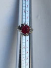 Antique,Vintage 925 Sterling Silver COCKTAIL Ring Real Ruby, SIZE 4.25