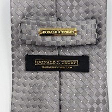 Donald J. Trump Signature Collection Tie Silver Geometric Design