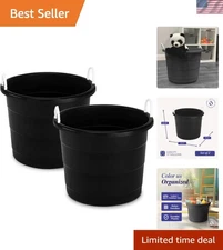 Large Eco-Friendly 17 Gallon Utility Tubs - Durable Rope Handle Buckets (2-Pack)