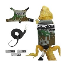 Bearded Dragon Harness Leash Set with Patch Adjustable Lizard Traction Rope E...