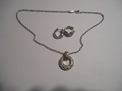 GABRIELLE & CO 18k gold 925 sterling necklace pendant earrings set