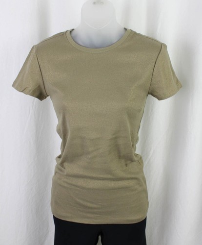 Ralph Lauren Women's Brown Cotton Metallic T-shirt Top Size M NWTS