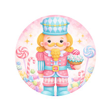 Pastel Pink Nutcracker Christmas Sign or Door Hanger