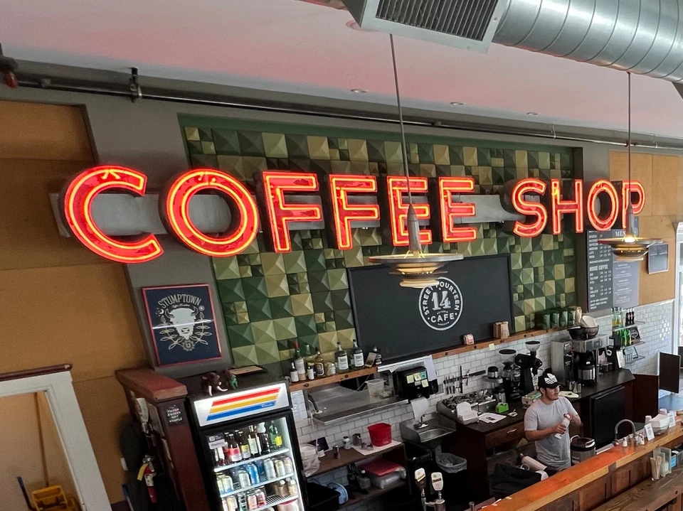 大型原装咖啡店霓虹标志复古 20 世纪 50 年代末 - 20 世纪 60 年代初  — 第 2/4 张图片