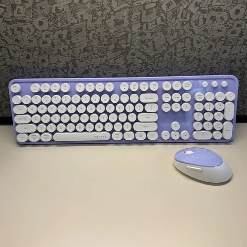 UBOTIE Sweet Wireless Keyboard and Mouse Combo Set, Purple White