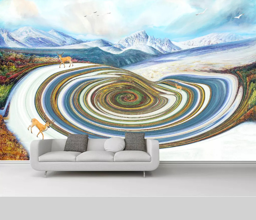 3D Round Hillside 10556NA Wallpaper Wall Mural Removable Self-adhesive Fay