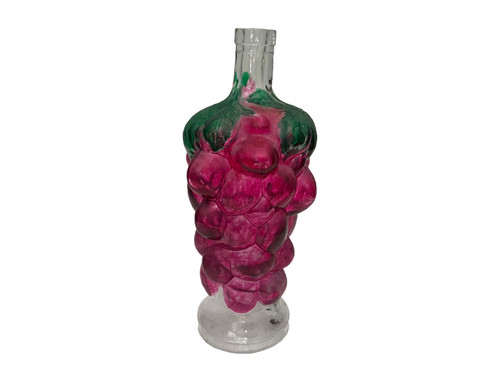 Unbranded Vintage Hand Painted Purple & Green Grape Shaped 20 oz. Wine Bottle