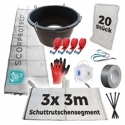 Schuttrutsche Bauschuttrutsche 9 m flexibel mit Einfülltrichter, 20x Flachsäcke 