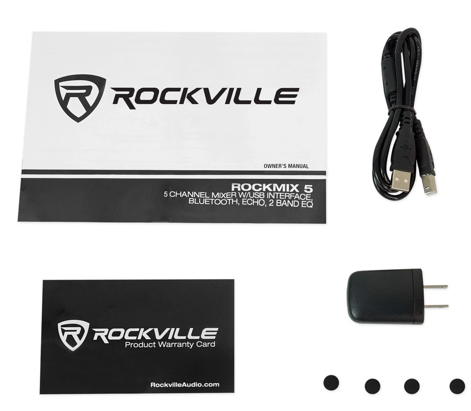 Rockville RockMix 5 Ch Mixer w/USB Interface, Bluetooth, Echo, EQ+AKG Headphones - Image 4 of 4
