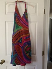 Vintage David Meister Multicolored Paisley Design Silk Dress - Size 4