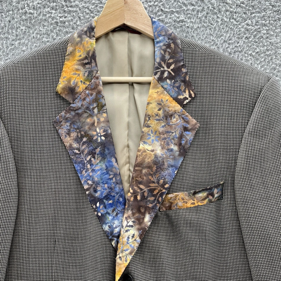 Samuelsohn Sport пальто мужчин 44L черный заколка чек цветочный лацкан вечеринки коктейль блейзер - Изображение 3 из 4