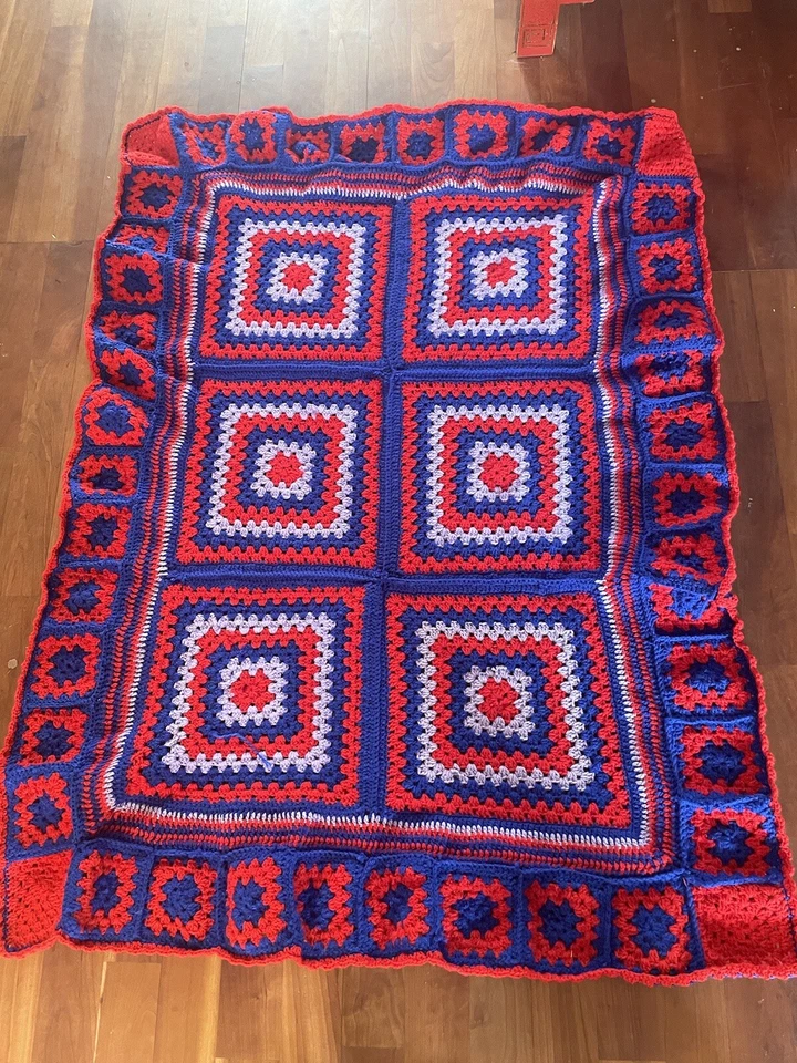 Wunderschöne Granny Square Häkeldecke Handarbeit neu, ca 125 x 90 cm - Bild 4 von 4