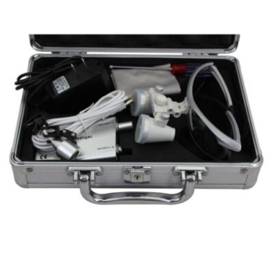Dental Binokular Lupe Zahnarzt 3.5X Lupenbrille LED Licht Kopflupe mit Box 420mm