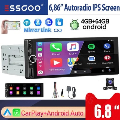 Android 15 Autoradio 1 DIN 4+64G Carplay +Kamera GPS Navi USB Typ-C WIFI BT RDS