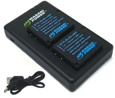 Wasabi Power Battery (2-Pack) & Dual Charger for Panasonic DMW-BLE9, DMW-BLG10
