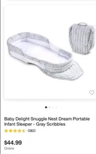 Baby Delight Grey Snuggle Nest Dream Portable Infant Sleeper Bed
