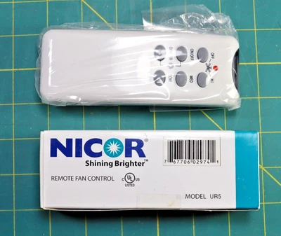 RHINE KUJCE9601 Ceiling Fan Remote Control 4 DIP SWITCHES with Wall Holder UR5 NICOR!