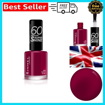Ultra-Shiny Rimmel London 60 Seconds Nagellack, 320 Rapid Ruby - Cruelty-Free