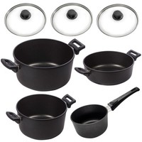 Eurolux Topfset Induktion Antihaft 7-Tlg. Bratentopf Stieltopf Gusstopf & Deckel