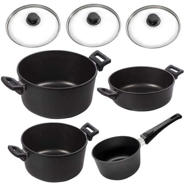 Eurolux Topfset Induktion Antihaft 7-Tlg. Bratentopf Stieltopf Gusstopf & Deckel-image
