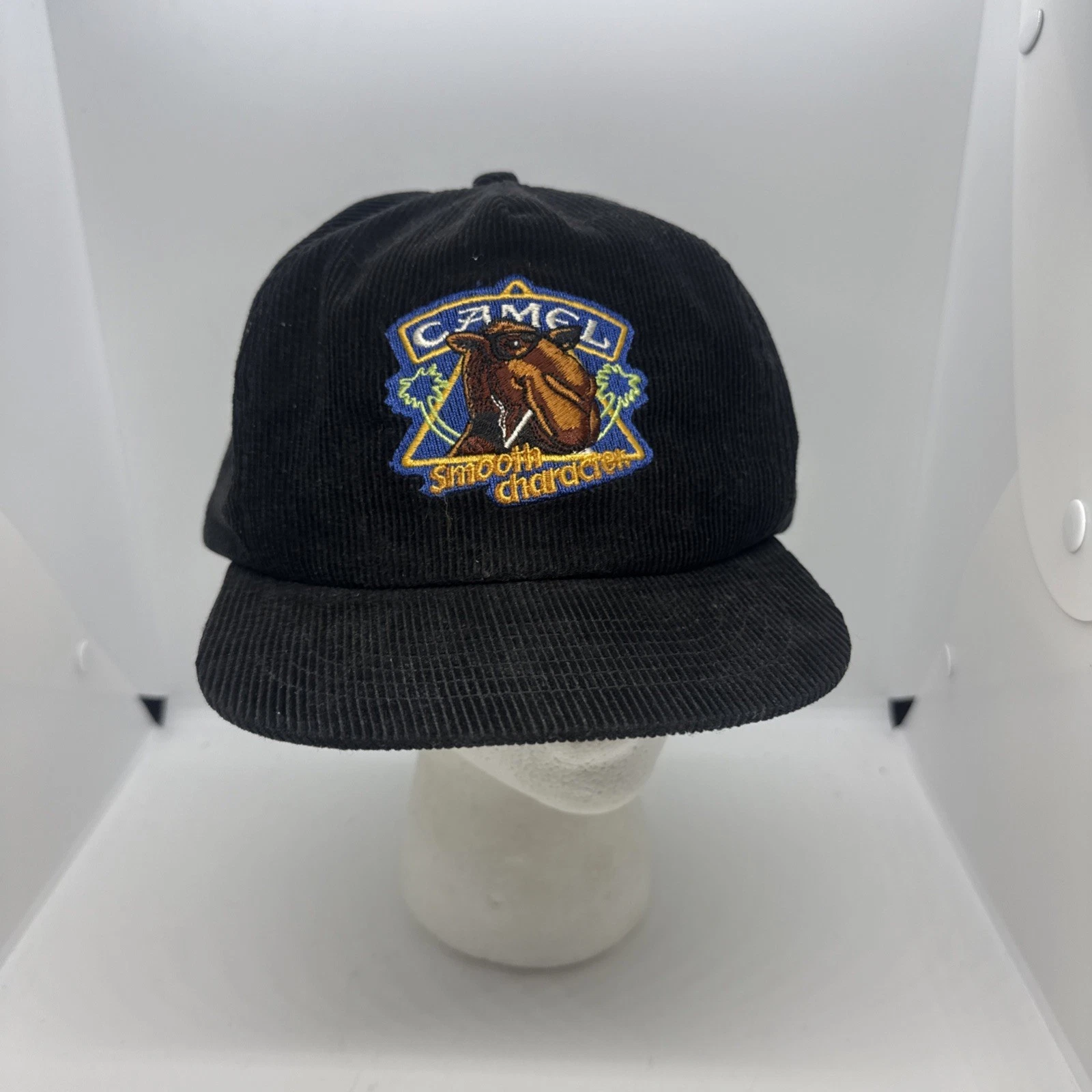 VINTAGE Camel Cigarette Smooth Character Joe Camel Corduroy Snapback Cap Hat