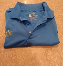 Walmart Employee Shirt Logo Blue Polo Shirt Mens Large Lightweight Uniform