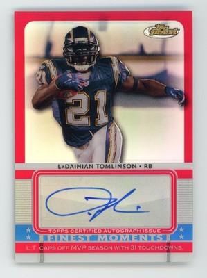 2009 TOPPS FINEST LADAINIAN TOMLINSON 2/5 AUTO RED REFRACTOR MOMENT #FMA-LT SP