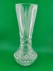 Vtg 1970's Waterford Crystal Giftware 10" Flower Vase Criss Cross Vertical Cut