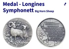 Longines Symphonette Big Horn Sheep .925 Silver Medal Coin - Free Shipping