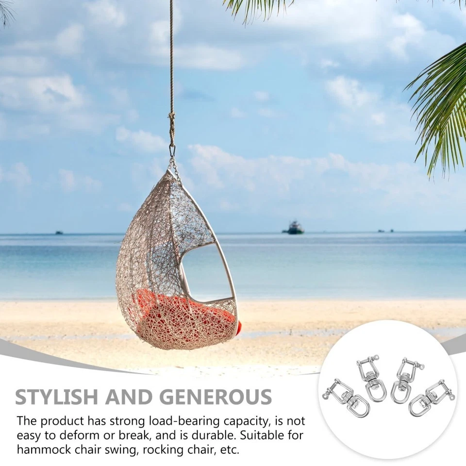 4pcs pratici anelli girevoli in acciaio inox anelli girevoli durevoli (argento) - Immagine 2 di 4