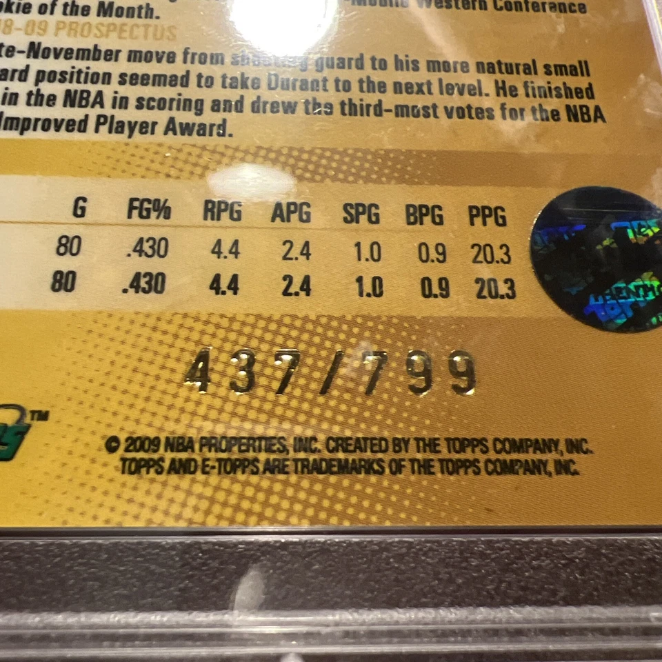 2008 eTopps Kevin Durant Rookie #437/799. PSA 8 - Image 2 of 4