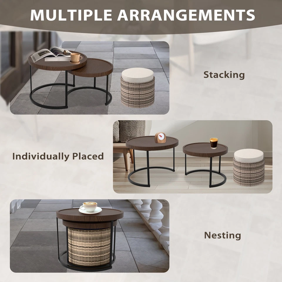 Mesas de centro redondas modernas para anidar EAGLE PEAK Sunset Dune Collection Foto 4 de 4