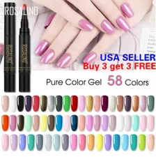 58 Colors One Step Nail Gel Polish Pen Manicure Soak Off Top Base Coat *