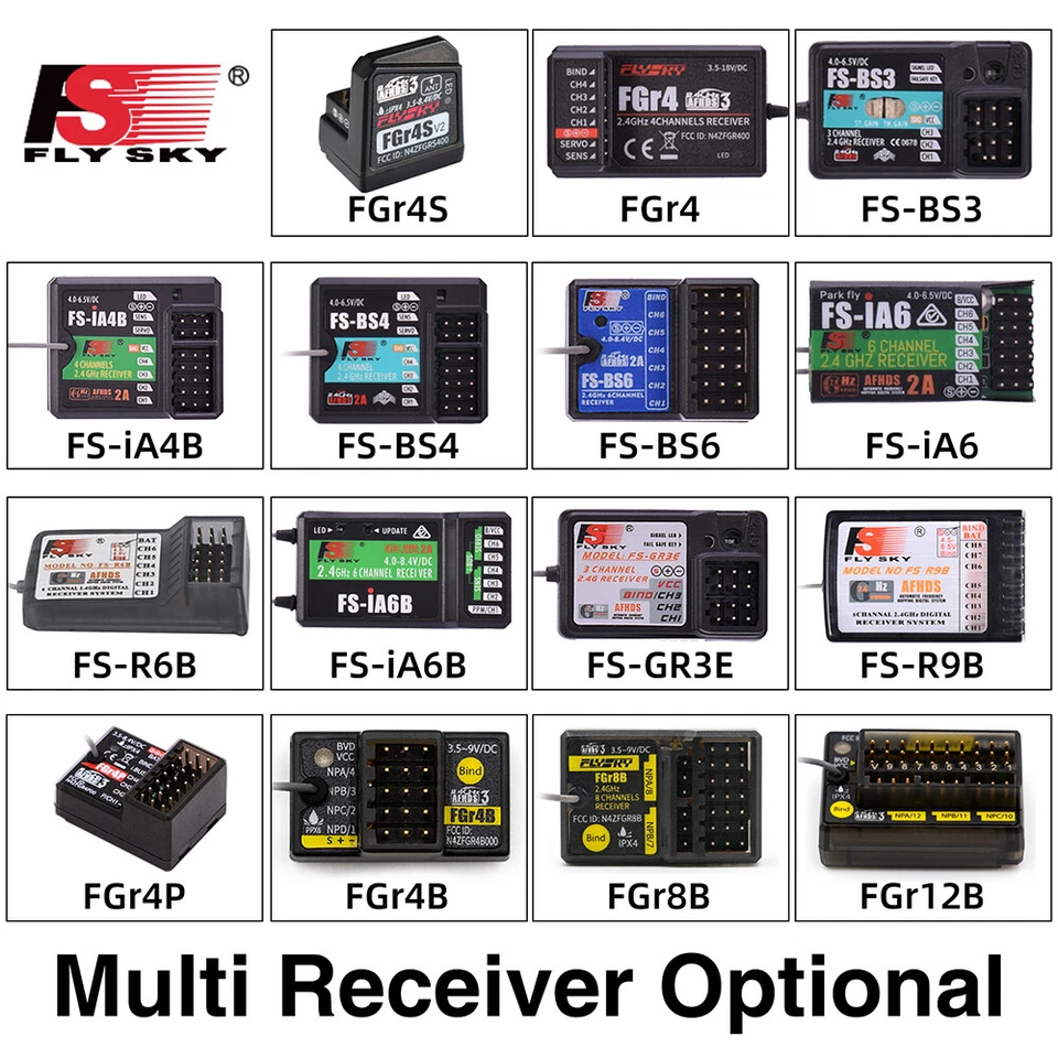 Flysky FGR4S FGR4P FGR4B FS-GR3E FS-R6B FS-iA6 FS-iA6B FS-BS6 FS-R9B RC Receiver - Image 2 of 4
