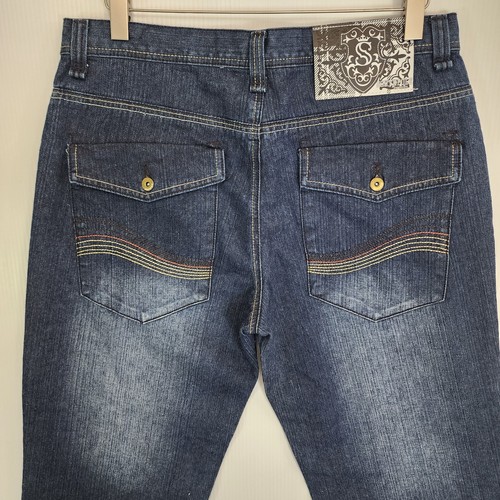 VTG Southpole Jeans Mens Size 38X31 Blue Baggy Skater Flap Pockets Y2K Hip Hop - Foto 6 di 13