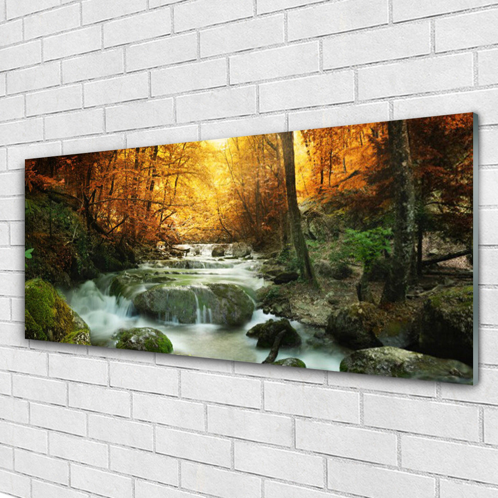 Tableaux 125x50 paysage cascade pierres panorama pour chambre