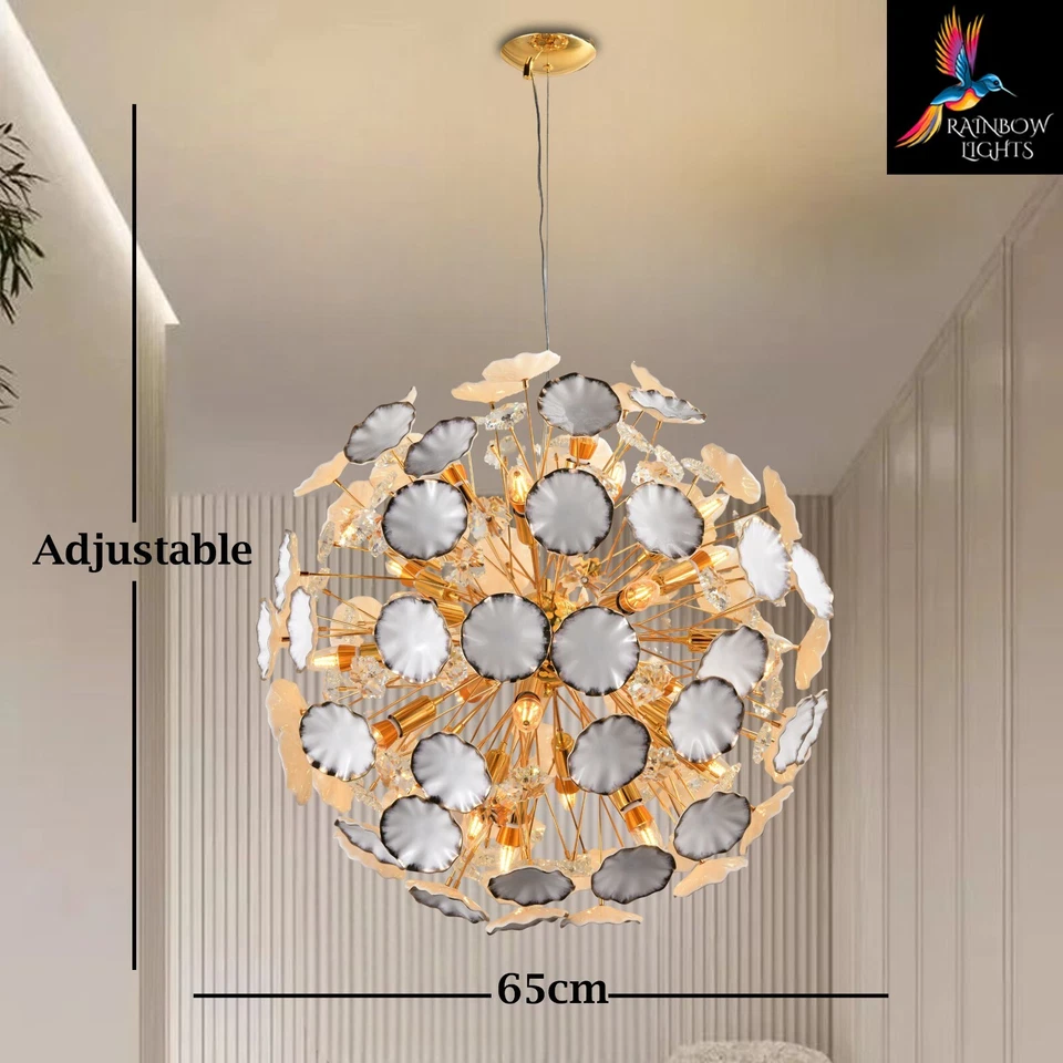 Mid-Century Agate Sputnik Chandelier Agate Dandelion Light Fixture - Image 2 of 4