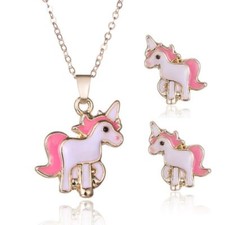 Unicorn Earrings and Necklace Set NEW 