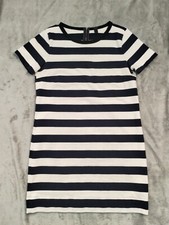 J Crew Women Dress S Navy Blue White Striped  Casual Preppy Knit Career Office 