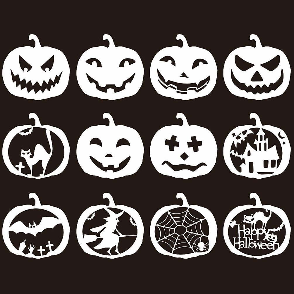 Pochoir Patron Pour Citrouille Halloween 12 pièces modèle de peinture plastique d'Halloween pochoir citrouille fête décoration murale artisanat | eBay