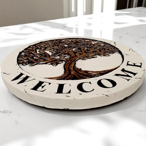 Cemento Árbol de la Vida Escalón Jardín Placa de Bienvenida 25,5 cm Redonda - Imagen 8 de 17