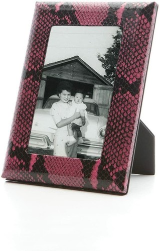 Graphic Image Leather Frame Holds 5x7" Photo NEW Pink and Black Python Embossed - Picture 7 of 7