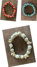 Mixed Stone Beaded Stretch Bracelets Assorted Colors 