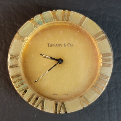 TIFFANY& CO SMALL ATLAS BRASS DESK OR TRAVEL ALARM CLOCK BRAND NEW W/POUCH - Picture 9 of 9