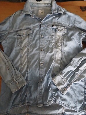 No.2 Diesel New Overall Denim Shirt Vintage 80/90 Size XL Light Blue Snaps