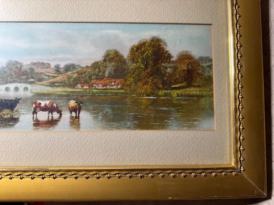 Pintura mixta "Ganado por río" de Frederick William Hayes (1848-1918) Foto 4 de 4