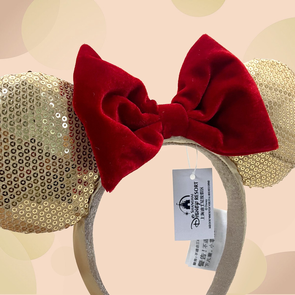 Women\'s Gold & Red Polyester Sequin Bow Mickey Mouse Headband Hair Accessory Disney Parks Sequins Minnie Mickey Mouse Ears Rare Red Bow  main image 3