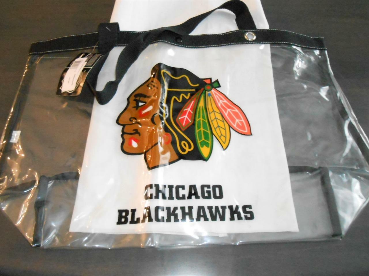 HUGE! HUGE! New Licensed Chicago Blackhawks Clear Tote Beach Bag Purse