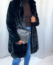 Centigrade Black Faux Mink Fur Jacket Coat C02